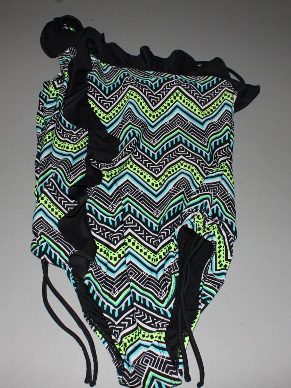 Green & Black 1 Pcs Justice Swimsuit Size 14